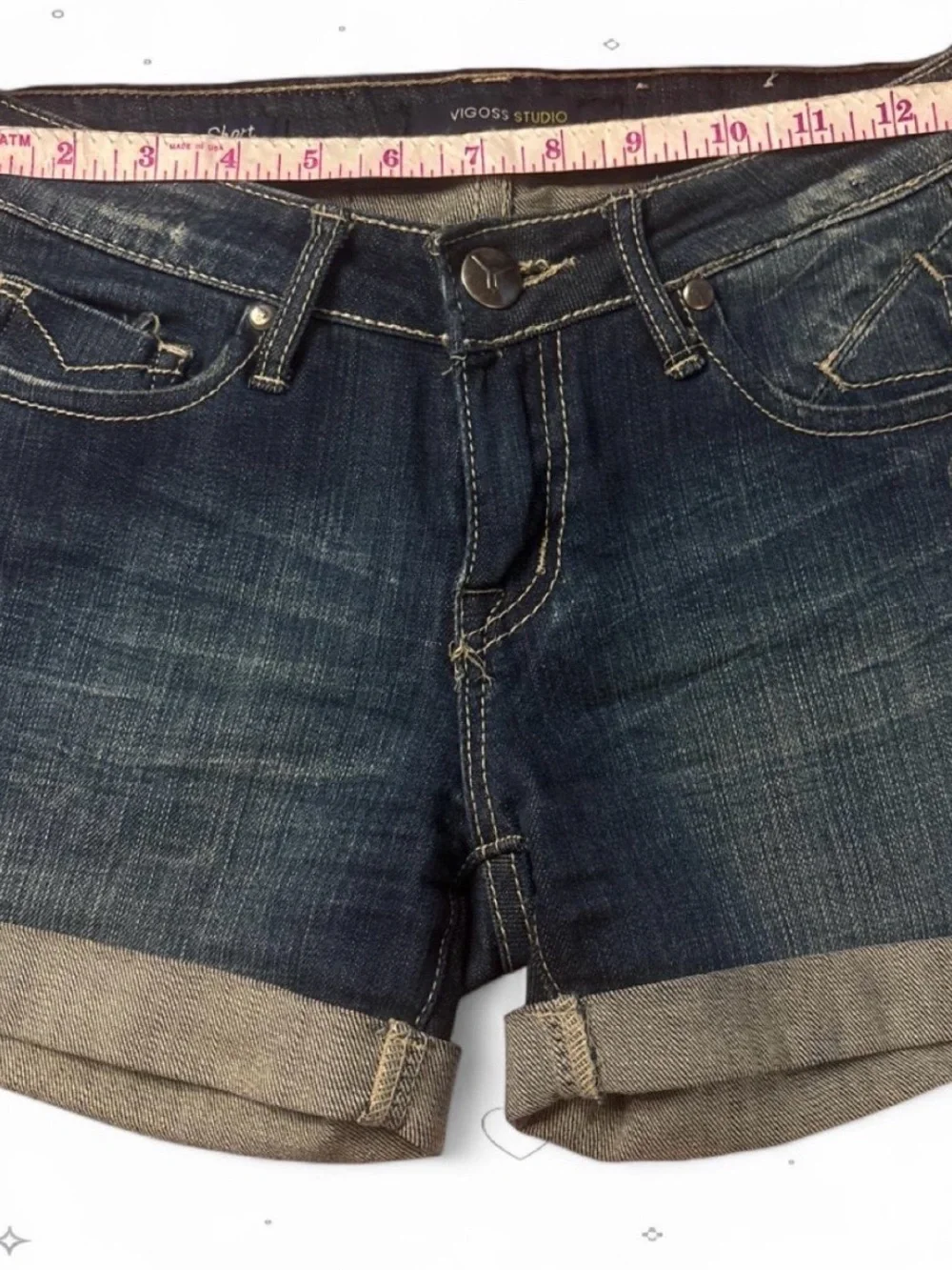 Vigoss Studio Cuffed Denim Shorts - Dark Wash 24